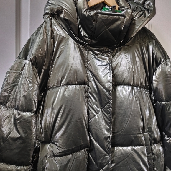 NWT Women's GAP Dark Olive Big Puff Primaloft Cropped Oversized Jacket ~ XXL - Picture 5 of 16